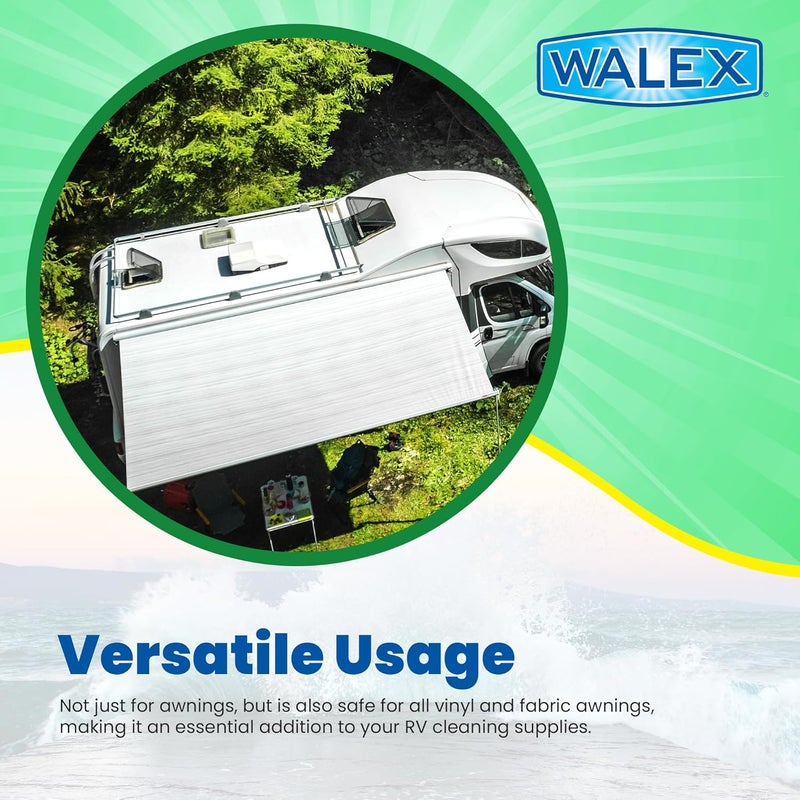 WALEX RV Awning Cleaner - Safe for Vinyl & Fabric, Dissolves Tough Stains, Mold, Mildew, Dirt, Bird Droppings & More; Extends Awning Lifespan for RVs, Campers, Trailers & Motorhomes, 64 oz - Image 5